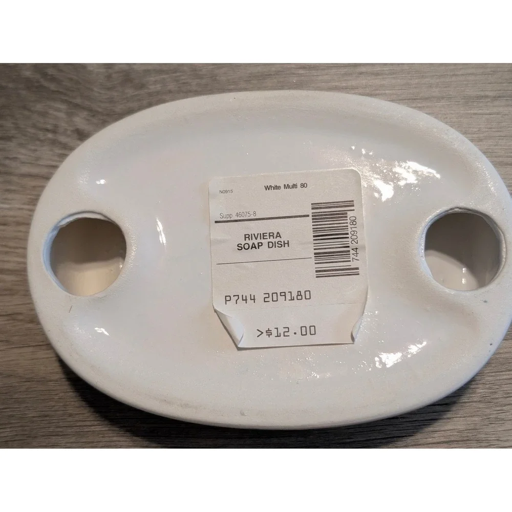 Vintage Ceramic‎ Soap Dish Riviera Hand Painted USA White Abstract Floral Pastel